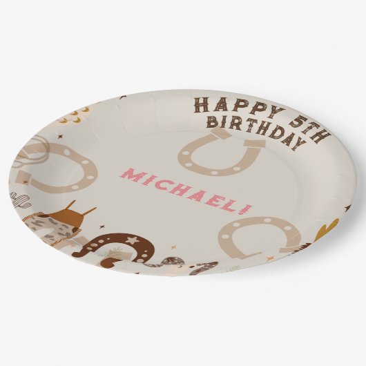 Assiettes En Carton Western Country Cowboy fête d'anniversaire (Angle)