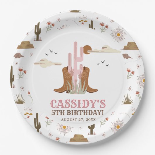 Assiettes En Carton Western Country Cowgirl Rodeo fête d'anniversaire (Devant)