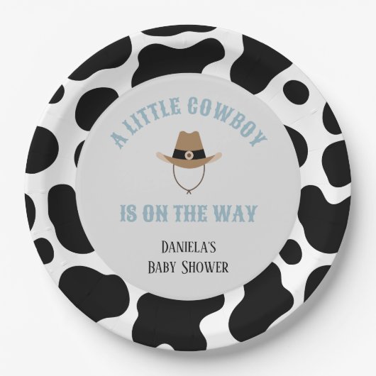 Assiettes En Carton Western Cowboy Rodeo Cow Imprimer Baby shower garç (Devant)