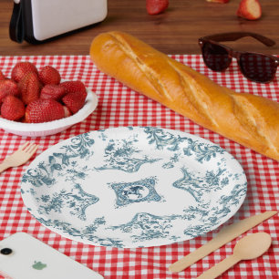 Assiettes En Carton Western Cowboy Toile de Jouy Bandana Design Horse