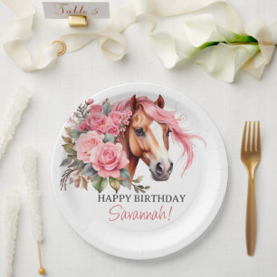Assiettes En Carton Western Cowgirl Horse fête d'anniversaire