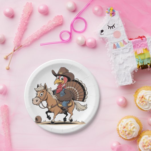 Assiettes En Carton Western Cuisiné Turquie Thankgiving Cowboy Cowgirl (Fête)