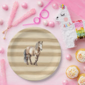 Assiettes En Carton Western Farm Crem Stripes Horse Anniversaire (Fête)