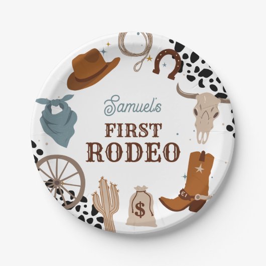 Assiettes En Carton Western First Rodeo Wild West Boy Premier annivers (Devant)