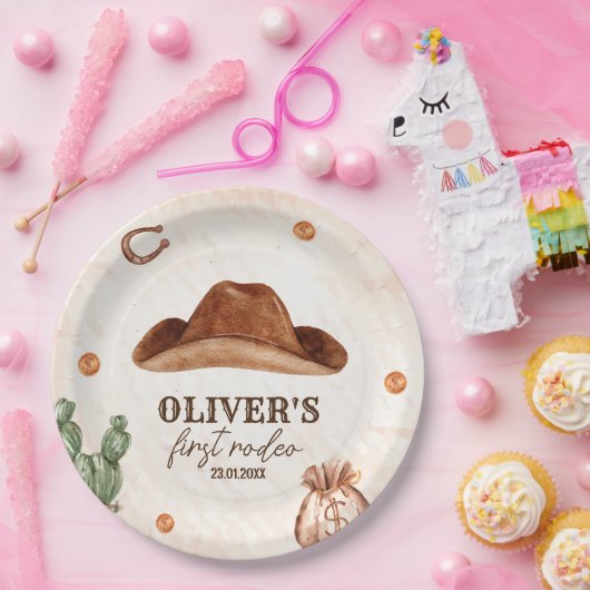 Assiettes En Carton Western First Rodeo Wild West Cowboy 1er anniversa (Fête)