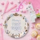 Assiettes En Carton Western First Rodeo Wild West Cowboy Blue Annivers (Fête)