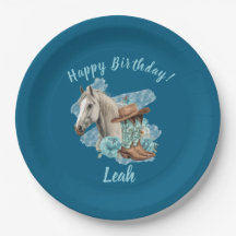 Western Horse Floral Equestrian- Navy