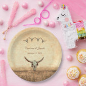 Assiettes En Carton Western Mariage Rustic Country Cow Bull Skull (Fête)