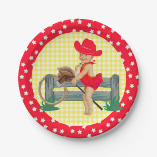 Assiettes En Carton Western Party Baby Cowgirl Stick Horse Plates