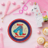 Assiettes En Carton Western Party Cowboy Boot Scootin" Danse Rouge (Fête)