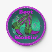 Assiettes En Carton Western Party Cowboy Boot Scootin" Danse violet (Devant)