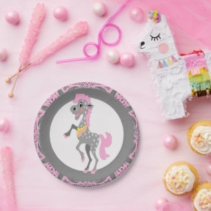 Assiettes En Carton Western Party Polka Dot Cartoon Horse
