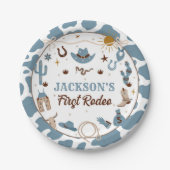 Assiettes En Carton Western Premier Rodeo Boy 1er Anniversaire Bleu (Devant)