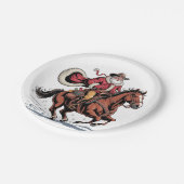 Assiettes En Carton Western Riding Rodeo Horse Cowboy Père Noël Noël (Angle)