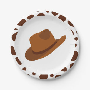 Assiettes En Carton Western Rodeo Brown Cowboy Anniversaire