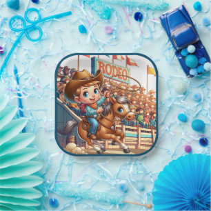 Assiettes En Carton Western Rodeo Cowboy Calf Roping