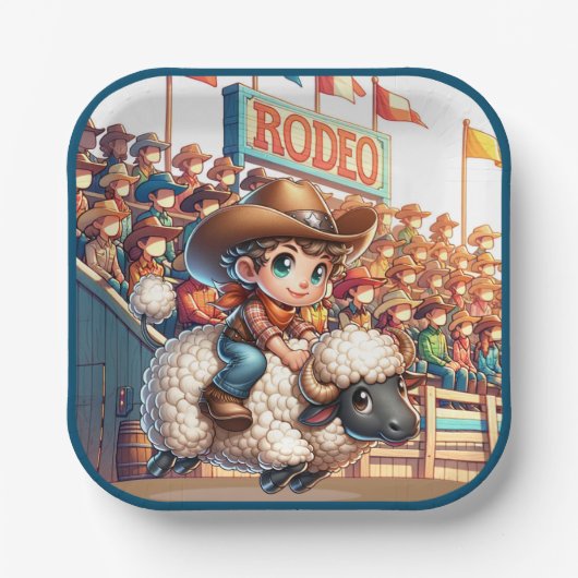 Assiettes En Carton Western Rodeo Cowboy Mutton Buston (Recto)