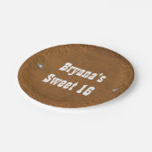 Assiettes En Carton Western Rustic Brown en cuir Look & Diamonds Party (Angle)