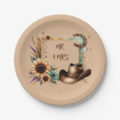 Assiettes En Carton Western Rustic Mariage Mr & Mrs 7 inch Party (Devant)