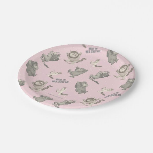 Assiettes En Carton Where the Wild Things Are Pink Star Pattern (Angle)