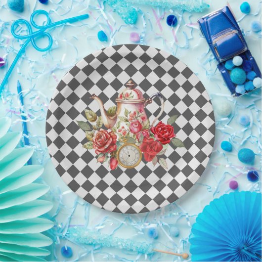 Assiettes En Carton Whimsical Alice Mad Hatter Pays des merveilles Ann (Fête)