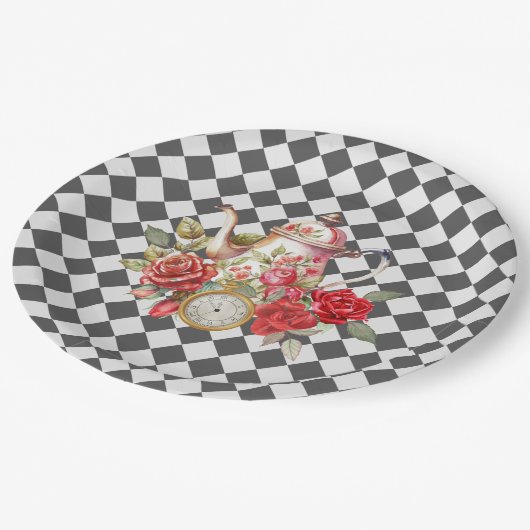 Assiettes En Carton Whimsical Alice Mad Hatter Pays des merveilles Ann (Angle)