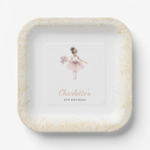 Assiettes En Carton Whimsical Ballerina Anniversaire Fille rose Floral