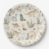 Assiettes En Carton Whimsical Boho Jungle Dinosaur Motif (Devant)