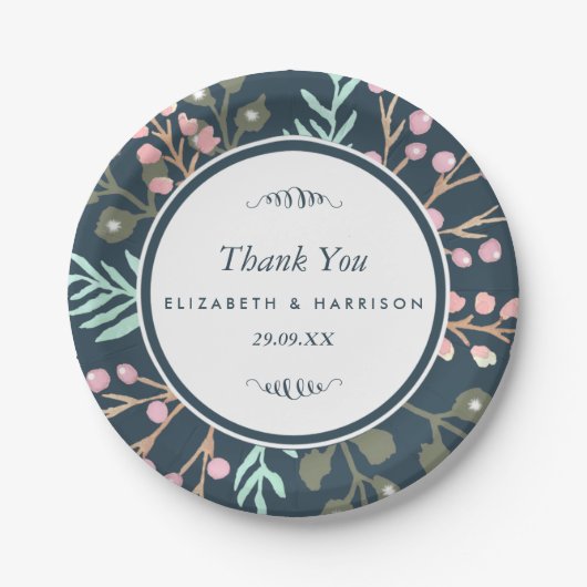 Assiettes En Carton Whimsical Botanical Berry Mariage (Devant)