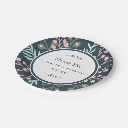 Assiettes En Carton Whimsical Botanical Berry Mariage (Angle)