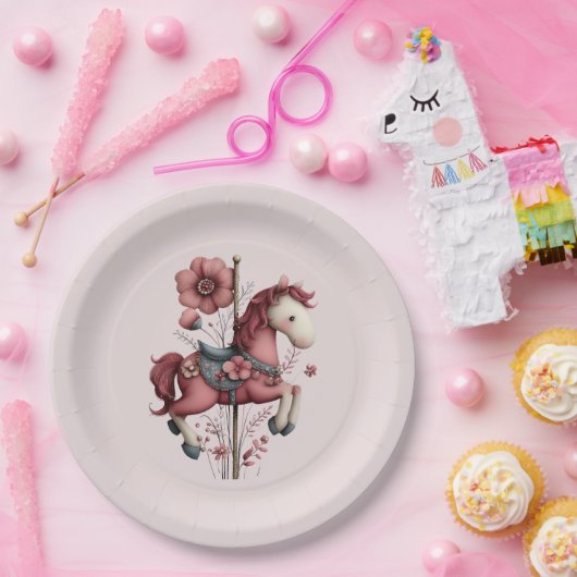 Assiettes En Carton Whimsical Carousel Horse Image (Fête)