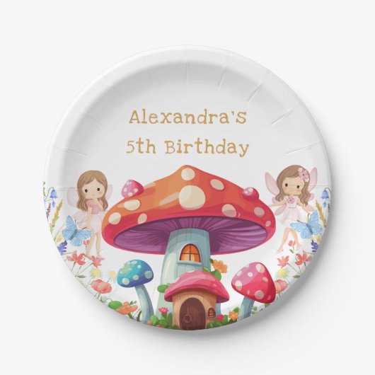 Assiettes En Carton Whimsical Champagne Fée Fée Fée Anniversaire (Devant)