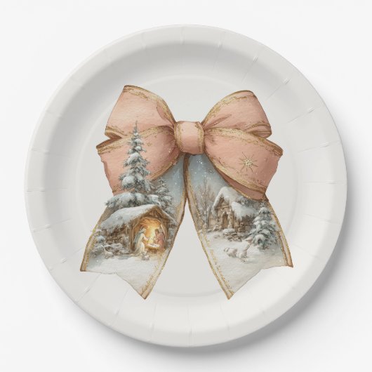 Assiettes En Carton Whimsical Christmas Bow Paper Plates (Devant)