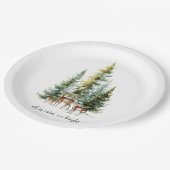 Assiettes En Carton Whimsical Christmas Deers in Forest Paper Plates (Angle)