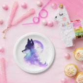 Assiettes En Carton Whimsical Custom Woodland Wolf Anniversaire (Fête)