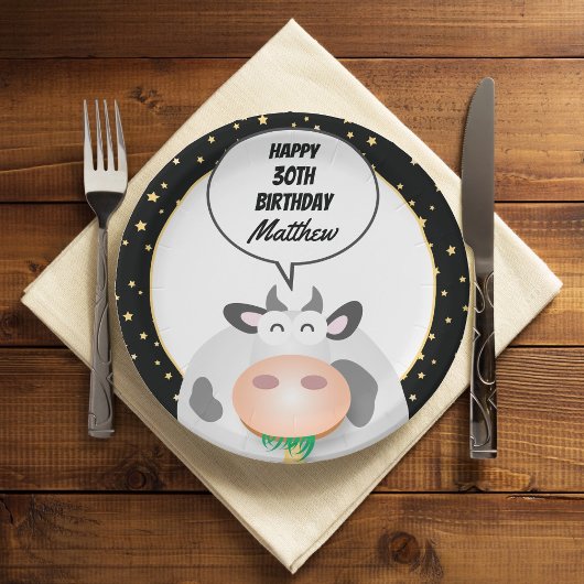 Assiettes En Carton Whimsical Cute Holy Cow Bonne fête d'anniversaire