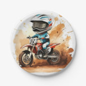 Assiettes En Carton Whimsical Dirt Wheels Motorcycle Anniversaire (Devant)