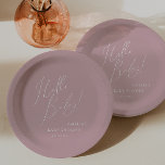 Assiettes En Carton Whimsical Dusty Rose Bonjour bébé! Baby shower<br><div class="desc">Présentez notre chic rose salut bébé! baby showers en papier, parfait pour votre simple fête de printemps ou d'été boho moderne! Cette assiette à l'ambiance boho-chic, feutrée et feutrée, à la calligraphie élégante et au design minimaliste délicat, est idéale pour les filles. De plus, il est modifiable, de sorte que...</div>