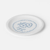 Assiettes En Carton Whimsical Engaged Couple Blue Hearts Trendy Doodle (Angle)