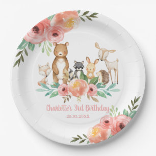 Assiettes En Carton Whimsical Floral Woodland Animaux Anniversaire Fil
