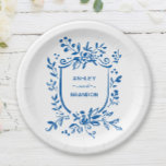 Assiettes En Carton Whimsical French Blue Botanical Crest Wedding<br><div class="desc">Celebrate in style with these whimsical French blue botanical crest wedding paper plates. Featuring delicate hand-drawn florals and an elegant crest design,  they add a charming and sophisticated touch to your wedding reception,  bridal shower,  or garden party. Perfect for cottagecore,  rustic,  or Mediterranean-inspired celebrations.</div>