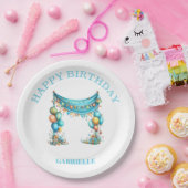 Assiettes En Carton Whimsical Fun Teal Birthday  (Fête)