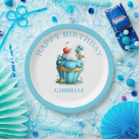 Assiettes En Carton Whimsical Fun Teal Birthday (Fête)