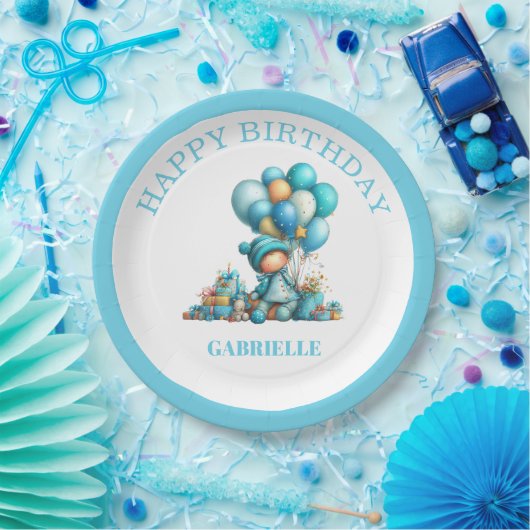 Assiettes En Carton Whimsical Fun Teal Birthday (Fête)