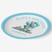 Assiettes En Carton Whimsical Fun Teal Birthday (Angle)