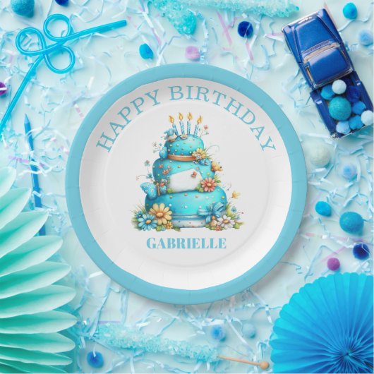 Assiettes En Carton Whimsical Fun Teal Birthday (Fête)