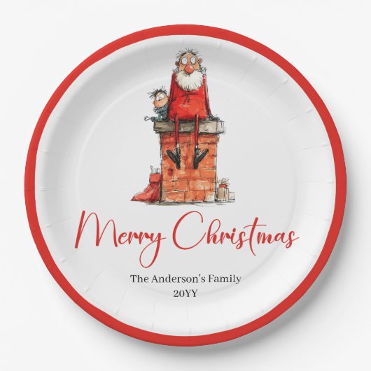 Assiettes En Carton Whimsical Funny Santa Custom Holiday Plates (Devant)