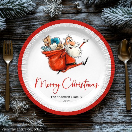 Assiettes En Carton Whimsical Funny Santa Custom Holiday Plates
