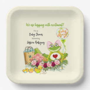 Assiettes En Carton Whimsical Girl Frog Baby shower personnalisé