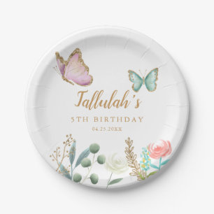 Assiettes En Carton Whimsical Gold Butterfly Garden fête d'anniversair
